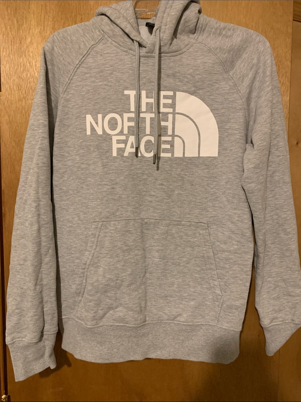 The North Face Light Gray Pullover Hoodie with White Logo